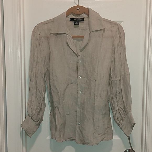 New, Ralph Lauren Black Label Crinkled Organza Puffed Silk Blend Blouse - Picture 16 of 16